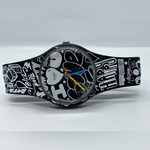 Swatch Other - Vintage 2014 Swatch Watch  Love Wall SUOB125 Graffiti Themed 41mm